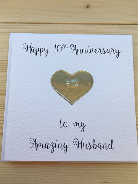 10th Wedding Anniversary Card Tin Ten Years Marriage Etsy Uk
