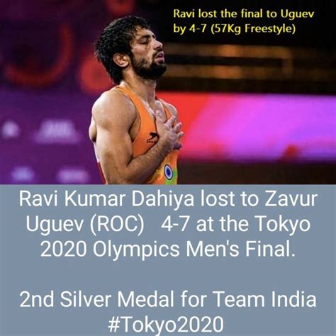 Ravi Kumar Dahiya Lost To Zavur Uguev Roc 4 7 At The Tokyo 2020 Olympics Mens Final 2nd 🥈