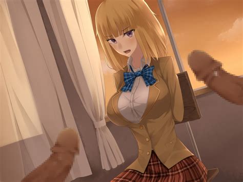 Kurasaki Aya Multiple Penises Source Request 1girl Blonde Hair Blush Censored Chair