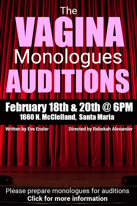 Vagina Monologues Audition Info Santa Maria Civic Theatre