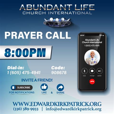 Sunday 8pm Est Prayer And Empowerment Call Abundant Life Church Int L And Edward Kirkpatrick