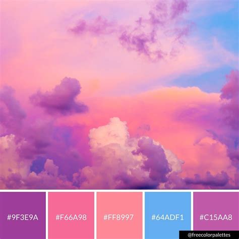 Cotton Candy Skies Pink Blue Purple Clouds Color Palette Inspiration Digital Art