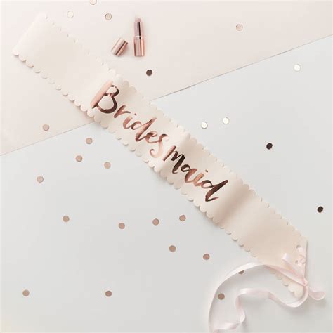 Two Pink And Rose Gold Bridesmaid Hen Party Sashes By Ginger Ray