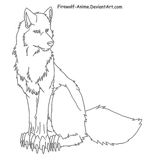 Sitting Wolf Lineart By Firewolf Anime On Deviantart