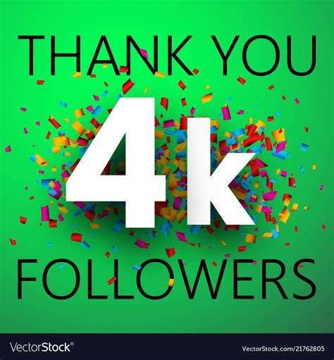 Thank You 4k Followers Card With Colorful Vector Image