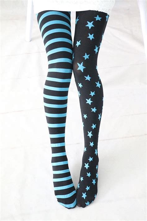 japanese harajuku stars and striped patterned velvet tights pantyhose fashion colored stocking