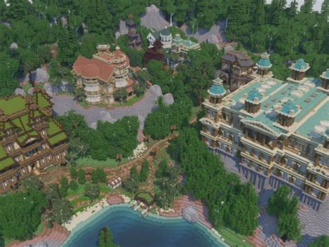 Minecraft Island Resort Map With Houses On A Hill Vaultpilot