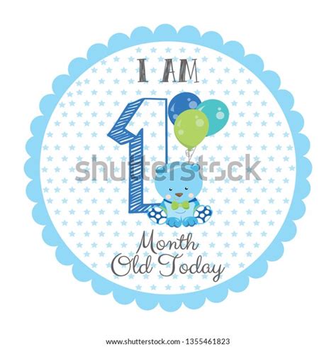 One Month Old Baby Milestone Card Stock Vector Royalty Free 1355461823