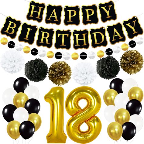 buy gold black 18th birthday decorations kit happy birthday banner for 18th birthday party