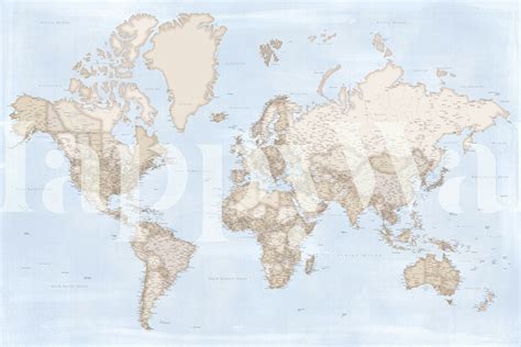 High Detail World Map Wallpaper Happywall