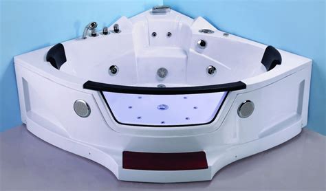 2 Person Massage Hydrotherapy Corner Bathtub Tub With Foot Step Bluetooth Inline Heater 22 Jets