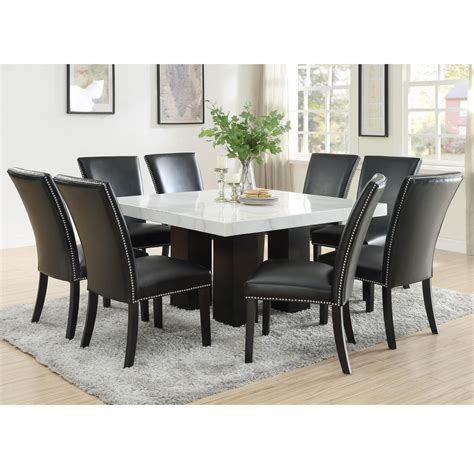 Camila 9 Piece Dining Set With Marble Table Top By Steve Silver At