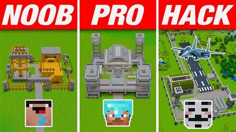 Minecraft Building Military Base Noob Vs Pro Vs Hacker Youtube