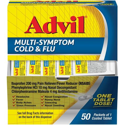 Advil Multi Symptom Cold And Flu Pain And Fever Reducer 50 Ct Walmart