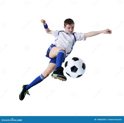 Boy With Soccer Ball Footballer Isolated Stock Photo Image Of