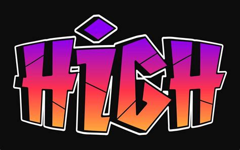 High Word Trippy Psychedelic Graffiti Style Lettersvector Hand Drawn