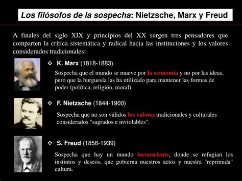 Ppt Los Filósofos De La Sospecha Nietzsche Marx Y
