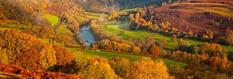 Wales United Kingdom Autumn Scenery In The Wye River Valley Between