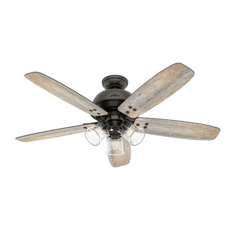 Hunter 54190 bennett indoor ceiling fan with led light and remote control, 52″, brushed nickel. Hunter Deermont 52 in. LED Indoor Noble Bronze Ceiling Fan ...