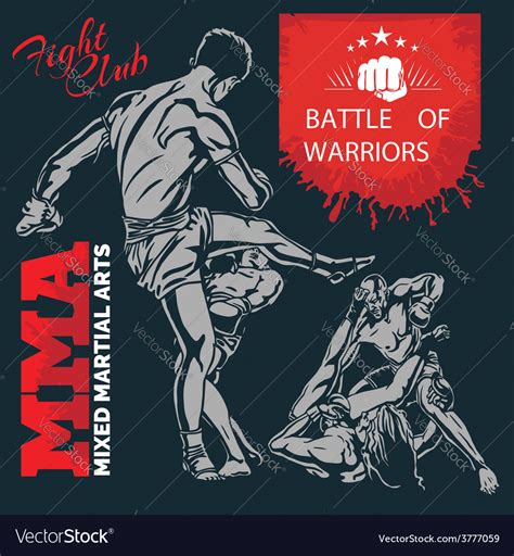 Mma Labels Mixed Martial Arts Design Royalty Free Vector