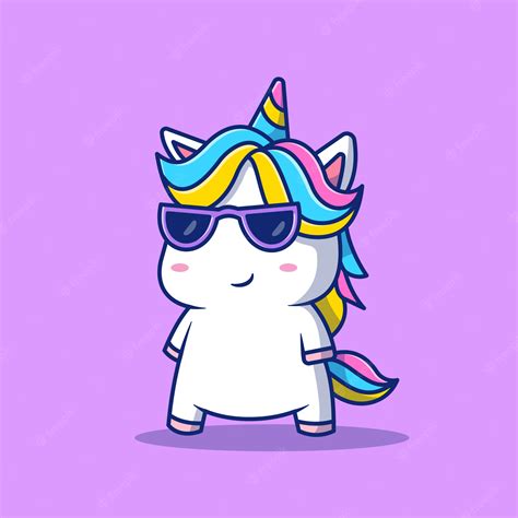 Premium Vector Cute Cool Unicorn Wearing Glasses Cartoon Icon