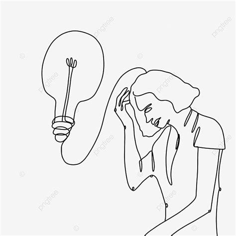 Abstract Lineart Creative Lady Idea Light Bulb Lady Drawing Light