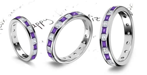 Purple Sapphire And Diamond Eternity Rings