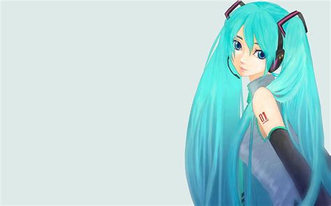 Anime Girl With Blue Hair And Blue Eyes With Headphones