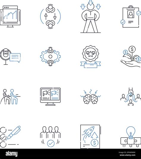 Brand Building Line Icons Collection Positioning Identity