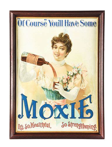 Embossed Painted Tin Moxie Its So Healthful So Strengthening Sign