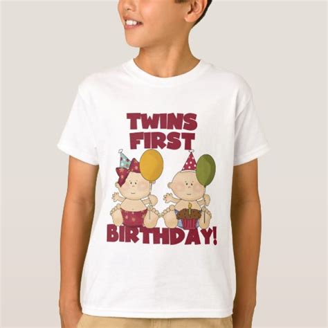 Twins First Birthday T Shirts And Shirt Designs Zazzle Uk