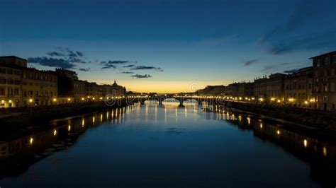 Sunset Over Arno River In Florence Italy Stock Photo Image Of Summer