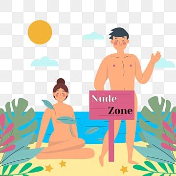 Naked Camping Couple Nude Concept Illustration Nude Beach Clipart
