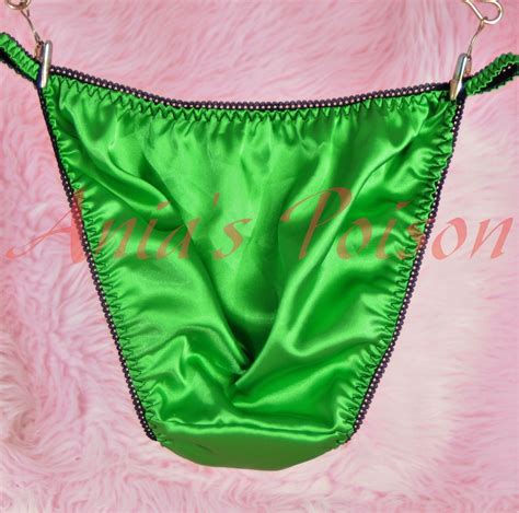 Christmas Green Satin Shiny Wet Look Lady Sissy Panties String Bikini Panties Ebay