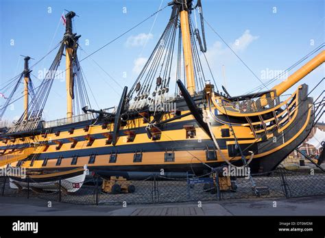 Starboard Side View Of Nelsons Flagship Hms Victory Showing Some Of
