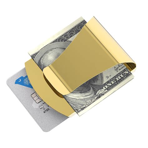 【money clip & elastic band】: Engraved Money Clip & Credit Card Holder in Gold - Executive Gift Shoppe
