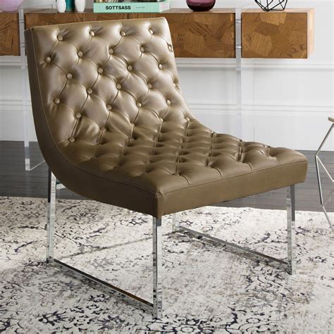 Safavieh Hadley Leather Tufted Accent Chair | Leather accent chair, Tufted accent chair, Accent ...
