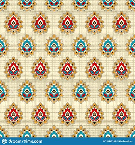 Seamless Traditional Indian Textile Design Background Stock