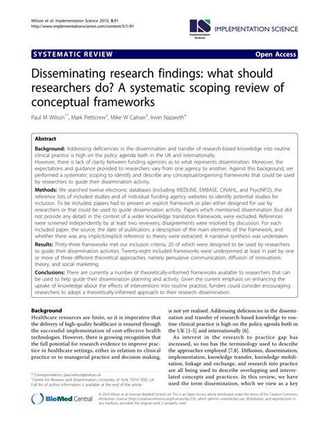 Pdf Disseminating Research Findings What Should Researchers Do A