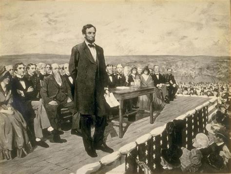 Depiction of Lincoln delivering the Gettysburg Address. | Gettysburg address, Gettysburg, Obama