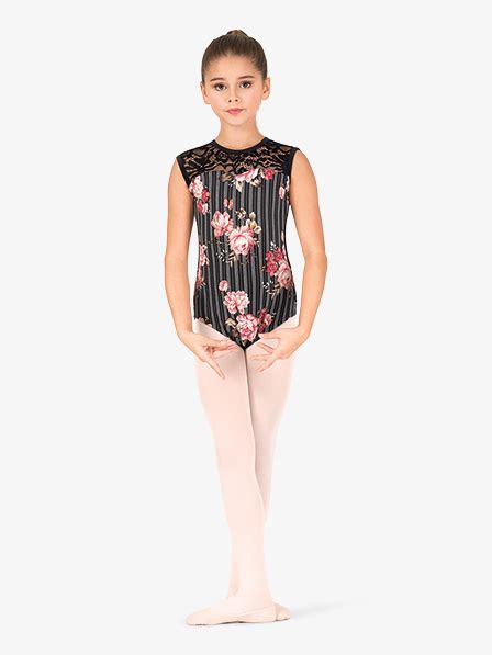 Sale Girls Floral Pin Stripe Tank Leotard Chelsea B Dancewear 18058cx