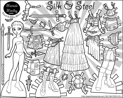 Silk And Steel Paper Doll In Black And Whitepaper Thin Personas