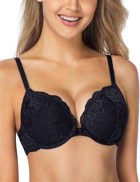 Wingslove Womens Push Up Bra Floral Lace Padded Underwire Bra Demi