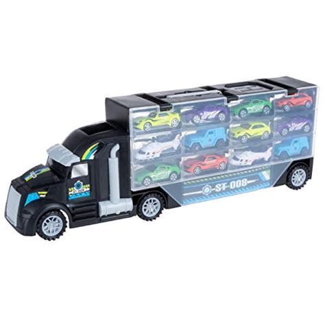 Car Carrier Semi Truck Toy 2 Sided Cargo Trailer Holds 24 Vehicles