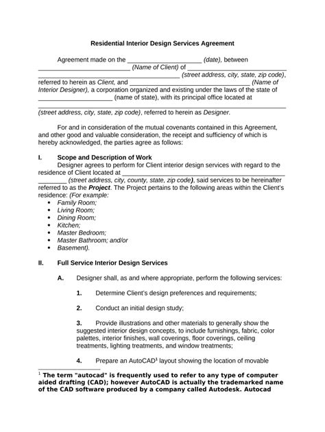 Interior Design Services Agreement Form Fill Out And Sign Printable
