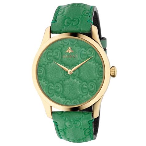 Ladies Gucci G Timeless Green Leather Strap Watch Ya1264099 Reeds