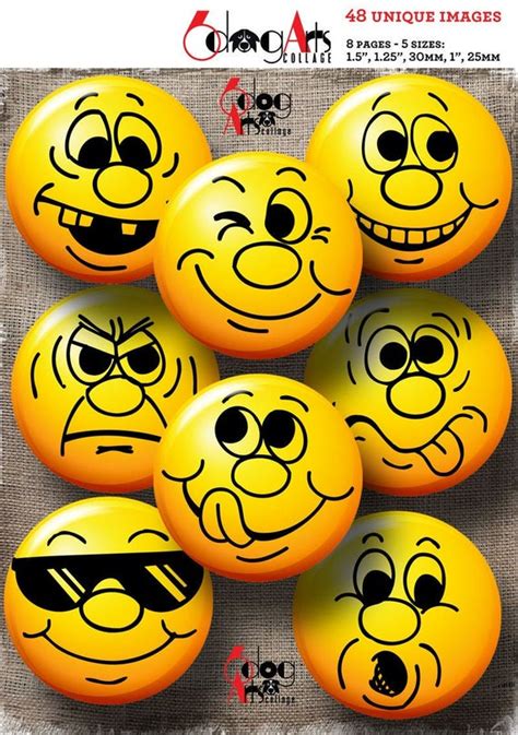 Smileys Emoji Digitale Collage Sheets Afdrukbare Downloads Etsy Nederland