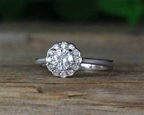Vintage Moissanite Victorian Engagement Ring Antique Diamond Engagement Ring Benati