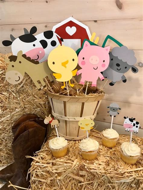 Farm Animal Centerpieces Farm Animal Birthday Party Decor Etsy Farm