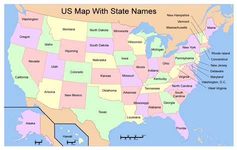 Map Of Usa With State Names And Capitals United States Map